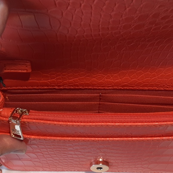 Badgley Mischka Croco Crossbody Bag. Orange. - Picture 10 of 12